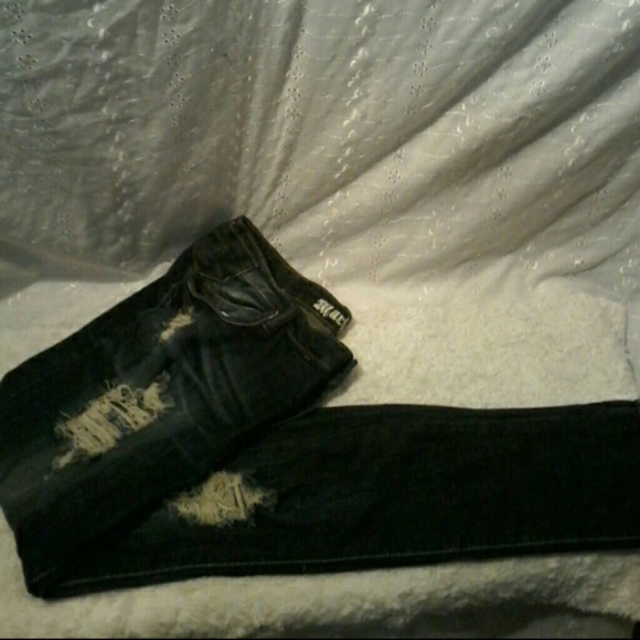Distressed Dark Blue Jeans size 19 - Picture 2 of 3
